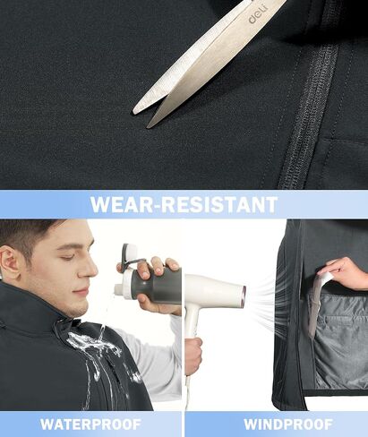 Mens Vests Outerwear Removable Hood Windproof Golf Vests for Men Softshell Sleeveless Jacket Men with 6 Pockets in Kuwait