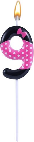 Pink Black Birthday Candles for Girls, Cartoon Mouse Number Candle Cake Toppers Cute Cupcake Decor Pink Mouse Themed Birthday Decorations Party Supplies (Number 4) in Kuwait