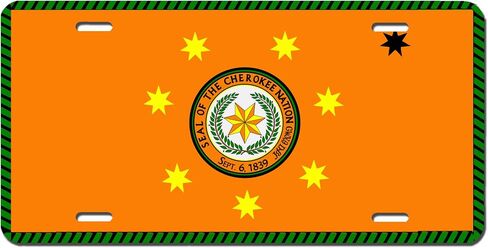 Native American Cherokee Tribal Flag License Plate, Automobile 6X12, Vanity Plate for Cars Front Bumper, Wagon, Mailbox, Toys, Made in The USA, .032 Thick Aluminum in Kuwait