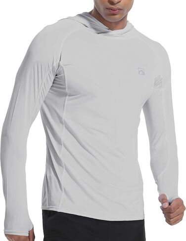 رجال UPF50+ قمصان هوديي حارس الطفح الجلدي طويل الأكمام الأشعة فوق البنفسجية حماية الشمس خفيفة الوزن السري in Kuwait