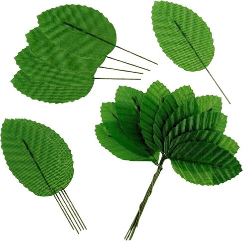 200 PCS أوراق خضراء مزيفة الأوراق الاصطناعية للحرير الحرير مزيف فولك سلكية سلكية واحدة كبيرة لورقة الديكور لأوراق فو ، زهور مزيفة الأوراق الخضراء لأركال الزفاف ديي in Kuwait