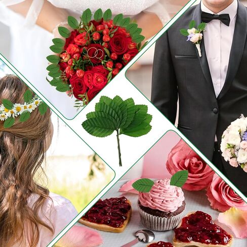 200 PCS أوراق خضراء مزيفة الأوراق الاصطناعية للحرير الحرير مزيف فولك سلكية سلكية واحدة كبيرة لورقة الديكور لأوراق فو ، زهور مزيفة الأوراق الخضراء لأركال الزفاف ديي in Kuwait