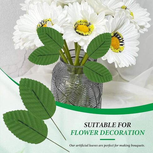 200 PCS أوراق خضراء مزيفة الأوراق الاصطناعية للحرير الحرير مزيف فولك سلكية سلكية واحدة كبيرة لورقة الديكور لأوراق فو ، زهور مزيفة الأوراق الخضراء لأركال الزفاف ديي in Kuwait