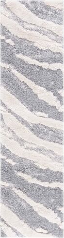 Safavieh Hi-Lo Shag Collection Runner Rug-2'2 "x 8 '، Gray & Light Beige ، التصميم التجريدي ، غير محدد ، سهلة ، سميكة 1.6 بوصة مثالية للمناطق المرتفعة في غرفة المعيشة ، غرفة نوم (HLS204F) in Saudi Arabia