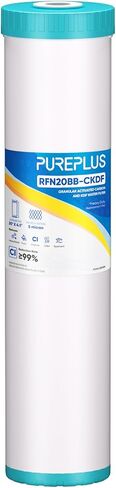 PUREPLUS 5 ميكرون 20 بوصة × 4.5 بوصة RFN20BB حديد ومنغنيز منزلي بالكامل يقلل من خرطوشة استبدال فلتر المياه، عبوة واحدة in Kuwait