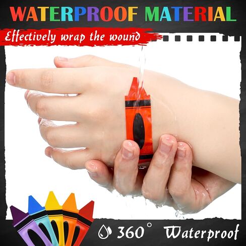 Geiserailie 60 Pcs Kids Crayon Bandages with Gift Box Back to School Supplies Self Adhesive Crayon Bandages for Minor Cuts Scrapes Fun First Aid Kit First Day of School Classroom Party Gift in Saudi Arabia