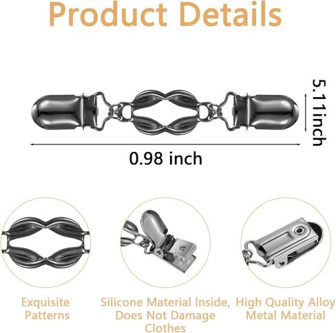 مقاطع سترة 4pcs مقاطع فستان خمر الظهر قميص Cinch Cape Cloak Cinch Closure Clip Weist Trainener مناسبة مناسبة للنساء مختلفات (الذهب الفضي الأسود) in Saudi Arabia