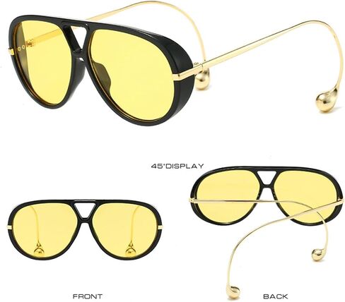 Oversized Trendy Aviator Sunglasses for Women, Pilot Shades Designer UV Protection Double Bridge Shade in Kuwait