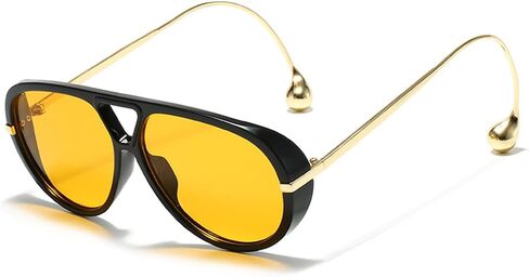 Oversized Trendy Aviator Sunglasses for Women, Pilot Shades Designer UV Protection Double Bridge Shade in Kuwait