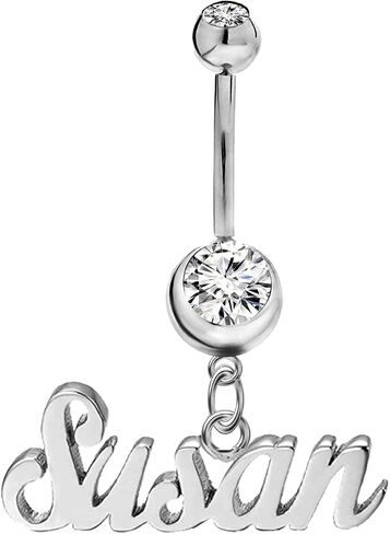 10K/14K/18K Solid Gold Personalised Name Plate 14G Belly Button Ring 925 Sterling Silver Birthstone Navel Ring for Women in Kuwait