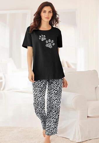 Dreams & Co. Plus Size Graphic Tee PJ Set in Saudi Arabia