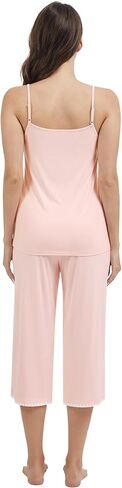 WiWi Womens Cami Pajama Sets 2 Piece Camisole Top Capri Pants Sleepwear Soft Lingerie Bamboo Viscose PJs S-XXL in Saudi Arabia