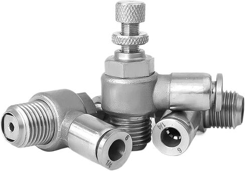 1PCS الصلب غير القابل للصدأ صمام الخانق SL SL4-M5 SL6-M5 الأسطوانة صمام دواسة الوقود 4 6 8 10 12 مم صمام تدفق غاز الخيط الصغير (SL10-04) in Saudi Arabia