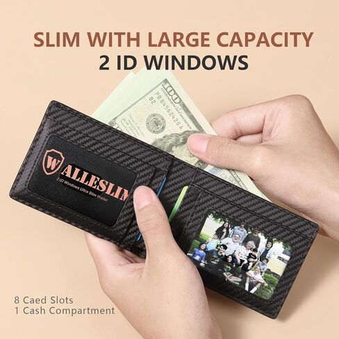 RFID Wallet for Men, Leather Mens Wallet with 2 ID Windows, Stylish in Gift Box, Perfect Gifts for Men(Black) in Saudi Arabia
