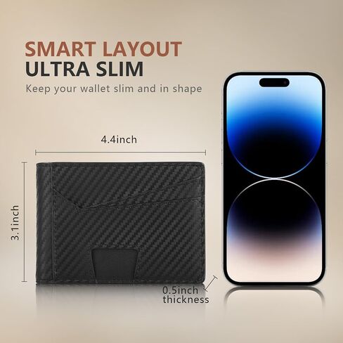 RFID Wallet for Men, Leather Mens Wallet with 2 ID Windows, Stylish in Gift Box, Perfect Gifts for Men(Black) in Saudi Arabia