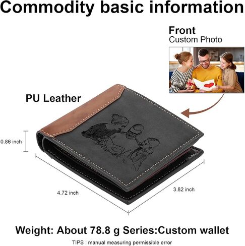 Personalized Photo Wallet for Men, Custom Engraved Bifold with Picture and Initial, PU Leather, Multiple Card Slots in Saudi Arabia