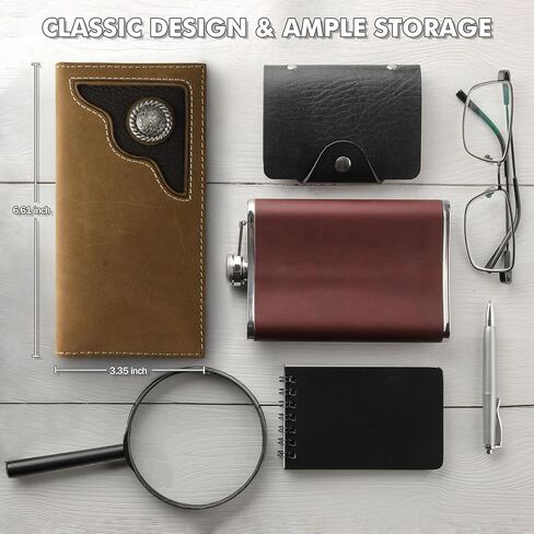 Wrangler Slim Genuine Leather Bifold Wallet for Men - Long Card Holder Wallets | Durable Mens Western Wallets with Extra Capacity & Gift Ready in Saudi Arabia