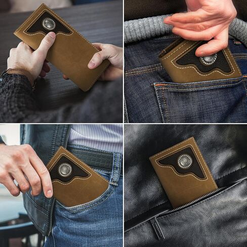Wrangler Slim Genuine Leather Bifold Wallet for Men - Long Card Holder Wallets | Durable Mens Western Wallets with Extra Capacity & Gift Ready in Saudi Arabia