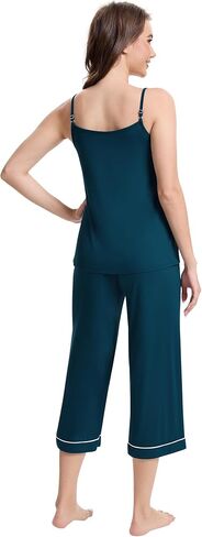 WiWi Womens Cami Pajama Sets 2 Piece Camisole Top Capri Pants Sleepwear Soft Lingerie Bamboo Viscose PJs S-XXL in Saudi Arabia