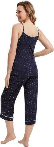WiWi Womens Cami Pajama Sets 2 Piece Camisole Top Capri Pants Sleepwear Soft Lingerie Bamboo Viscose PJs S-XXL in Saudi Arabia