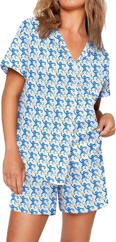 Ekouaer Womens مضلعة متماسكة مجموعة Pajama مجموعة قصيرة ناعمة مريحة pj مجموعة 2 قطعة صالة مع جيوب سمين s-xxl in Kuwait