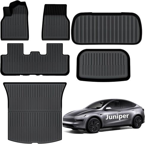 AUXKO All Weather Floor Mats for 2025 Tesla New Model Y Cargo Mat with Backrest Mat & Front Trunk Liner & Rear Cargo Mat Car Full Set TPE Liners Accessories All Season Guard Odorless Anti-Slip Mats in Saudi Arabia