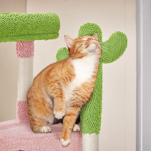 Yaheetech Cactus Cat Tree, 42in Cat Tower for Indoor Cats, Multi Level Cat Condo Scratching Post, Cat Activity Center Pet Furniture w/Ball, Plush Perch, Platform, Basket in Kuwait