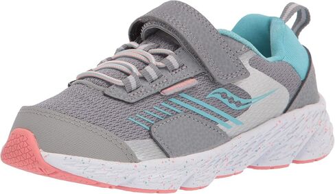 Saucony Wind Shield Alternative Closure Jr. Running Shoe, Navy/Grey/Red, 4 US Unisex Little Kid in Kuwait