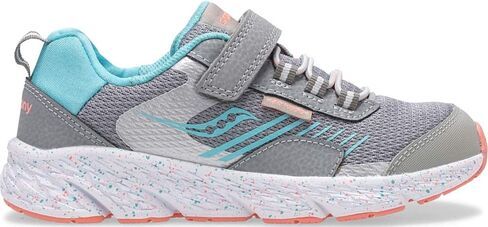 Saucony Wind Shield Alternative Closure Jr. Running Shoe, Navy/Grey/Red, 4 US Unisex Little Kid in Kuwait