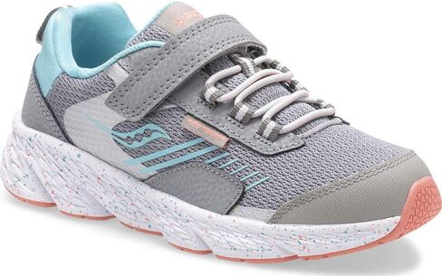 Saucony Wind Shield Alternative Closure Jr. Running Shoe, Navy/Grey/Red, 4 US Unisex Little Kid in Kuwait