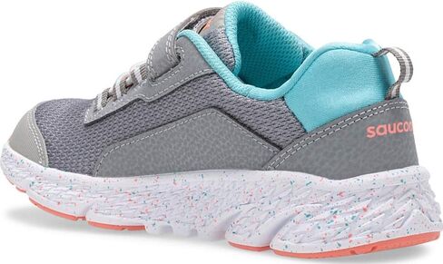 Saucony Wind Shield Alternative Closure Jr. Running Shoe, Navy/Grey/Red, 4 US Unisex Little Kid in Kuwait