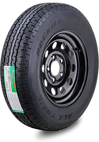ROCKMAN Trailer Tire Wheel Assembly ST205/75R15 8-Ply D 107M 5 Lug on 4.5" PCD Black Mod Rim in Saudi Arabia