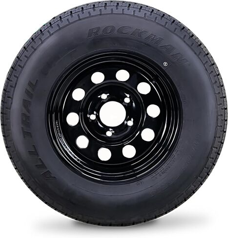 ROCKMAN Trailer Tire Wheel Assembly ST205/75R15 8-Ply D 107M 5 Lug on 4.5" PCD Black Mod Rim in Saudi Arabia