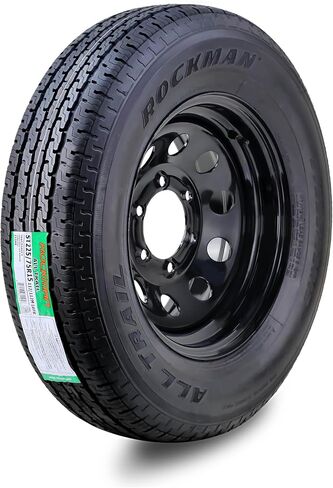 ROCKMAN Trailer Tire Wheel Assembly ST205/75R15 8-Ply D 107M 5 Lug on 4.5" PCD Black Mod Rim in Saudi Arabia