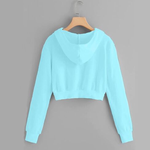 Cropped Zip Up Hoodie Women Long Sleeve Sweatshirt Casual Hooded Workout Jacket Teen girls Y2k Crop Tops Fall Outfits in Saudi Arabia