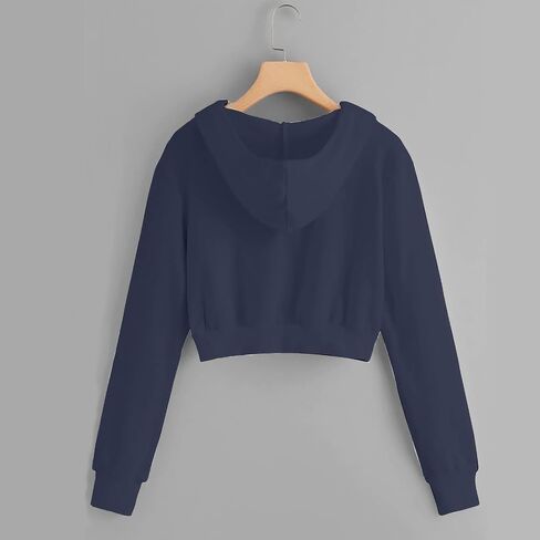 Cropped Zip Up Hoodie Women Long Sleeve Sweatshirt Casual Hooded Workout Jacket Teen girls Y2k Crop Tops Fall Outfits in Saudi Arabia