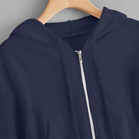 Cropped Zip Up Hoodie Women Long Sleeve Sweatshirt Casual Hooded Workout Jacket Teen girls Y2k Crop Tops Fall Outfits in Saudi Arabia