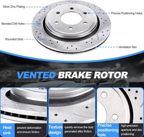 مجموعات الفرامل البديلة منصات الفرامل الخلفية ومجموعة الدوارات متوافقة مع Ford F-150 2015-2017 ؛ 6 العروة ، فرامل انتظار كهربائية/تعمل بالطاقة in Saudi Arabia