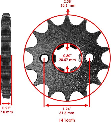 Caltric 0453457 0453458 Front Drive Chain Sprocketing متوافق مع Polaris Sportsman 90 2001-2016 / Sportsman 110 2016-2025 / Predator 90 2003-2006 in Saudi Arabia