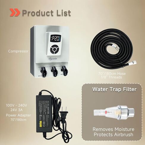 مجموعة فرش البخاخة ذات الضغط العالي مع ضاغط، مجموعة فرش البخاخة مزدوجة الحركة 50-85 رطل لكل بوصة مربعة، 20 تروسًا قابلة للتعديل، ضوضاء منخفضة، تصميم مضغوط للفنون والمكياج والمزيد in Kuwait