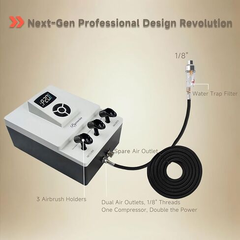 مجموعة فرش البخاخة ذات الضغط العالي مع ضاغط، مجموعة فرش البخاخة مزدوجة الحركة 50-85 رطل لكل بوصة مربعة، 20 تروسًا قابلة للتعديل، ضوضاء منخفضة، تصميم مضغوط للفنون والمكياج والمزيد in Kuwait