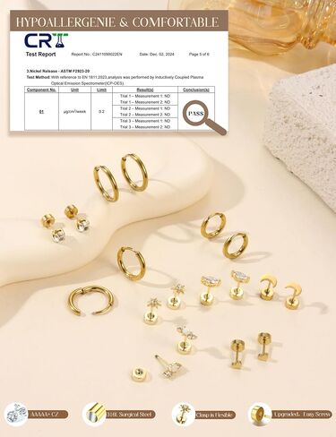 YADOCA Hypoallergenic Flat Back Stud Earrings for Women Trendy Surgical Stainless Steel Earrings for Sensitive Ears 14K Gold Plated Cartilage Earring Sets for Multiple Piercing Small Flatback Stud Earrings Hoop in Saudi Arabia