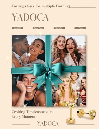 YADOCA Hypoallergenic Flat Back Stud Earrings for Women Trendy Surgical Stainless Steel Earrings for Sensitive Ears 14K Gold Plated Cartilage Earring Sets for Multiple Piercing Small Flatback Stud Earrings Hoop in Saudi Arabia