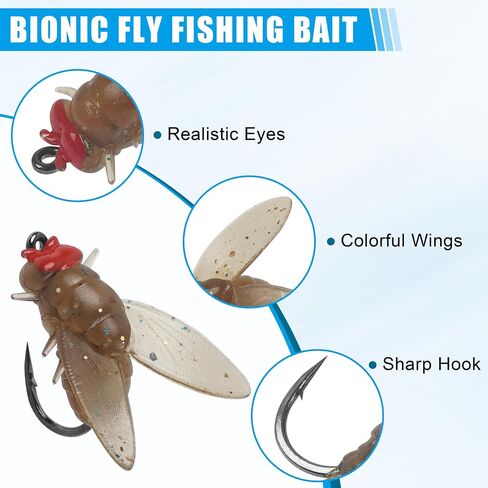 Fly Fishing Bait,18pcs Fly Fishing Flies Dry Wet Flies Bass Fly Fishing Lures Trout Panfish Flies Swimbaits Freshwater Saltwater Flies Fly Fishing Hook Artificial Soft Bait in Saudi Arabia
