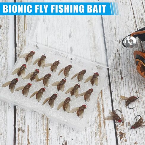 Fly Fishing Bait,18pcs Fly Fishing Flies Dry Wet Flies Bass Fly Fishing Lures Trout Panfish Flies Swimbaits Freshwater Saltwater Flies Fly Fishing Hook Artificial Soft Bait in Saudi Arabia