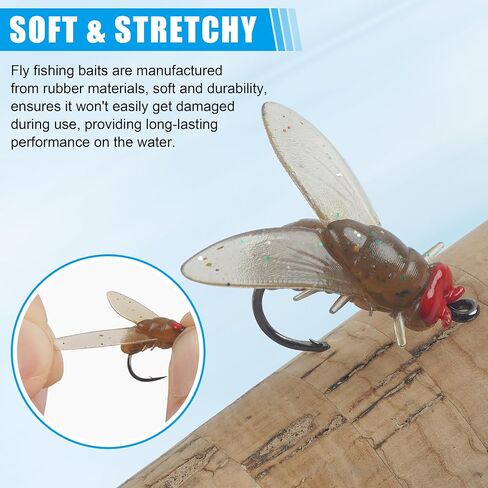 Fly Fishing Bait,18pcs Fly Fishing Flies Dry Wet Flies Bass Fly Fishing Lures Trout Panfish Flies Swimbaits Freshwater Saltwater Flies Fly Fishing Hook Artificial Soft Bait in Saudi Arabia