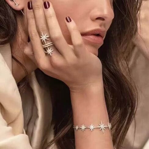 EVER FAITH Fashion North Star Statement Ring Dainty Cubic Zirconia Promise Engagement Snowflakes Rings for Women Delicate Finger Jewelry for Holiday Party in Saudi Arabia