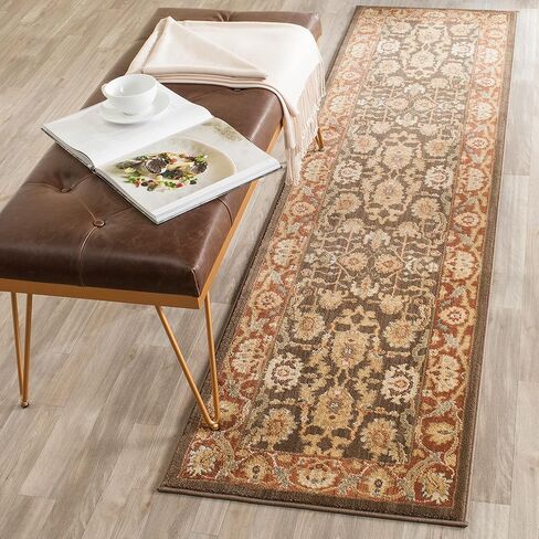 Safavieh Heirloom Collection Runner Rug-2'3 "x 8 '، Brown & Creme ، تصميم عتيق ، غير محدد ورعاية سهلة ، مثالية للمناطق المرتفعة في غرفة المعيشة ، غرفة النوم (HLM1666-2511) in Saudi Arabia