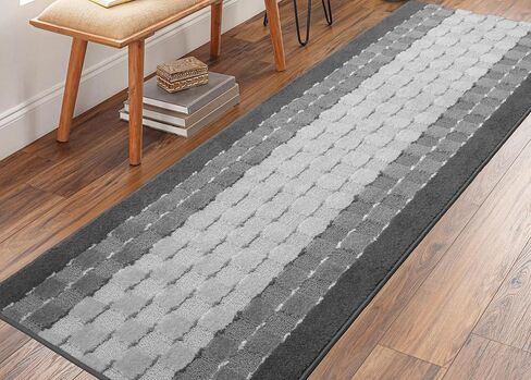 30 ft Extra Long Non-Slip Gray Carpet Runner Rug with Rubber Backing for Hallways Entryway Kitchen Bathroom, Custom Cut, Checkered Pattern in Kuwait