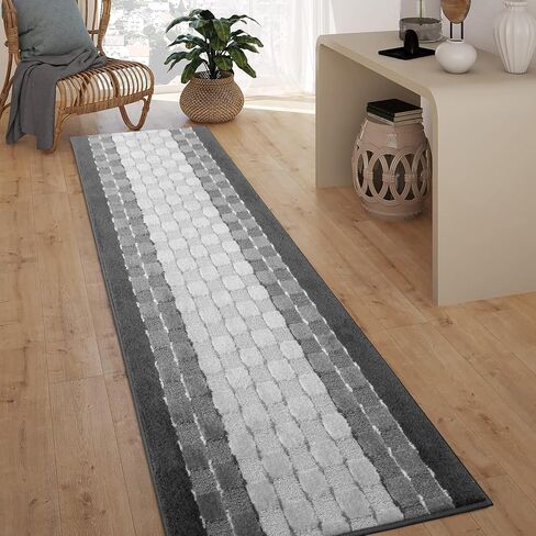 30 ft Extra Long Non-Slip Gray Carpet Runner Rug with Rubber Backing for Hallways Entryway Kitchen Bathroom, Custom Cut, Checkered Pattern in Kuwait